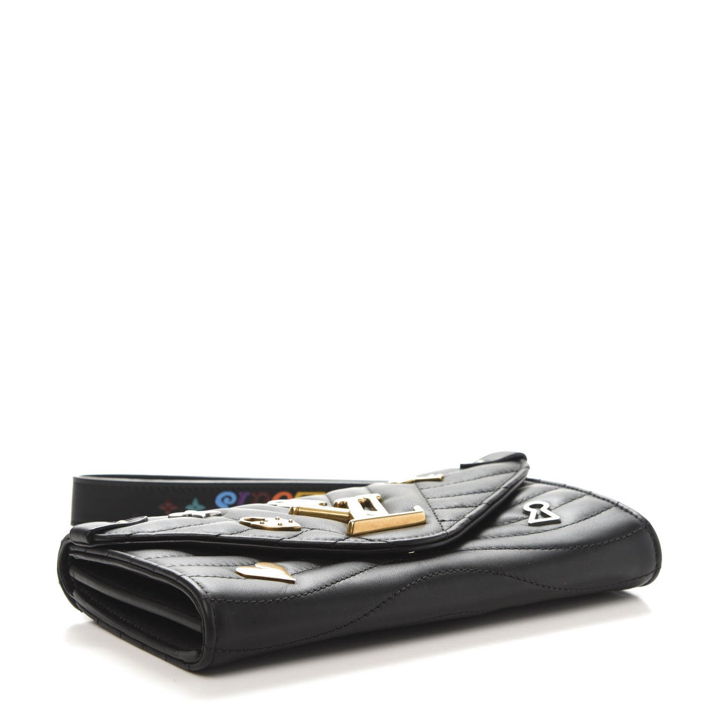 Calfskin Love Lock New Wave Long Wallet Black