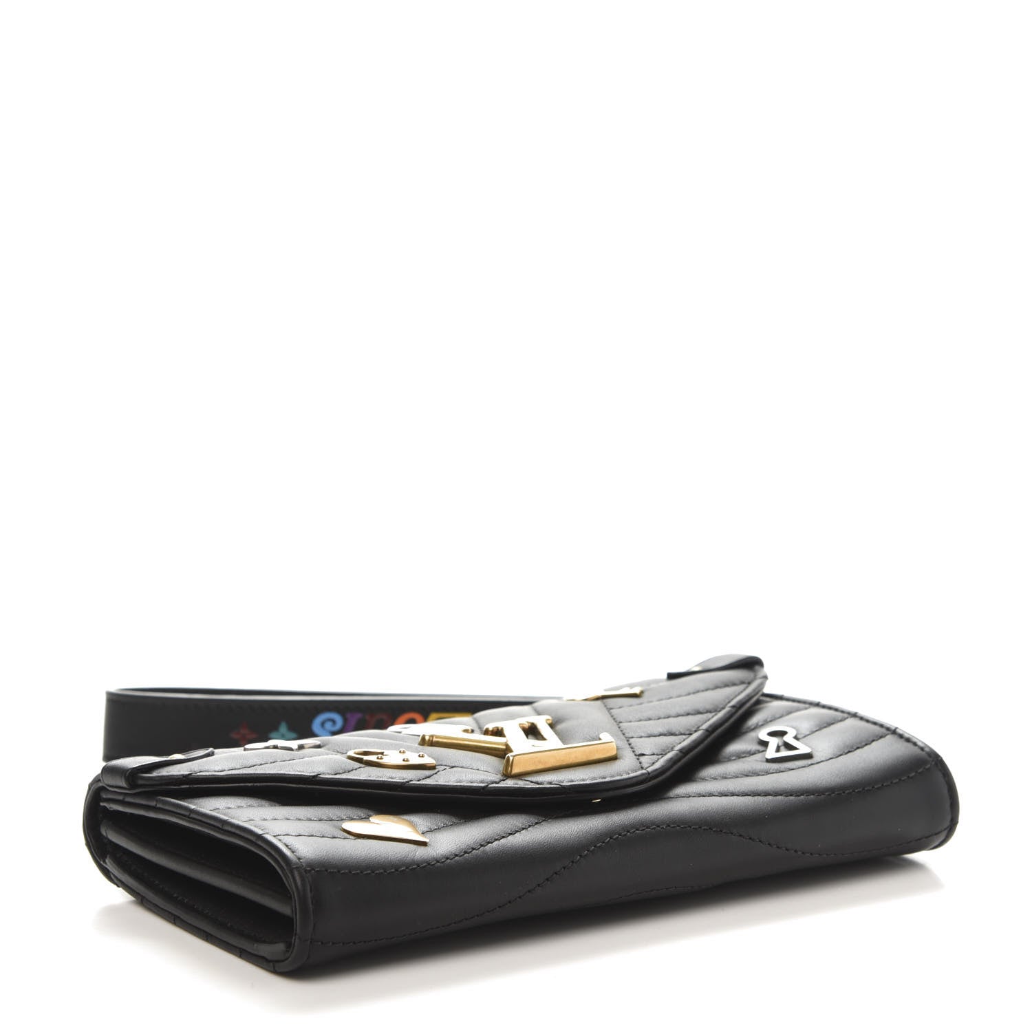 Louis Vuitton Calfskin Love Lock New Wave Long Wallet Black 4 of 7