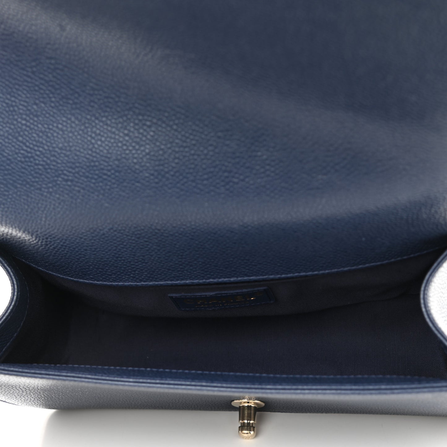 Caviar Quilted Medium Boy Flap Dark Blue