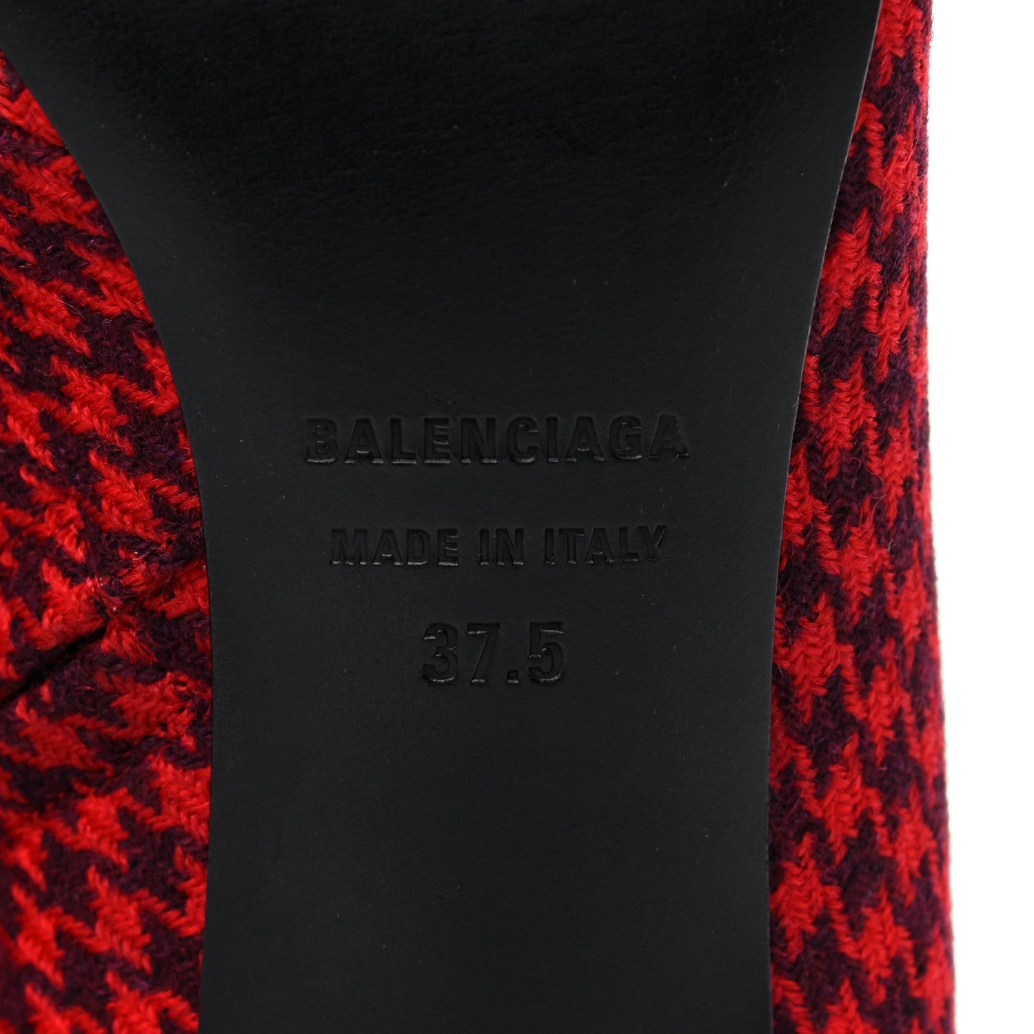 Balenciaga Wool Houndstooth BB Pointy Toe Ankle Booties 37.5 Red Black Gold 7 of 9