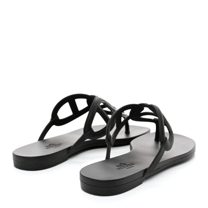 Hermes Rubber Womens Egerie Sandals 36 Black 4 of 9