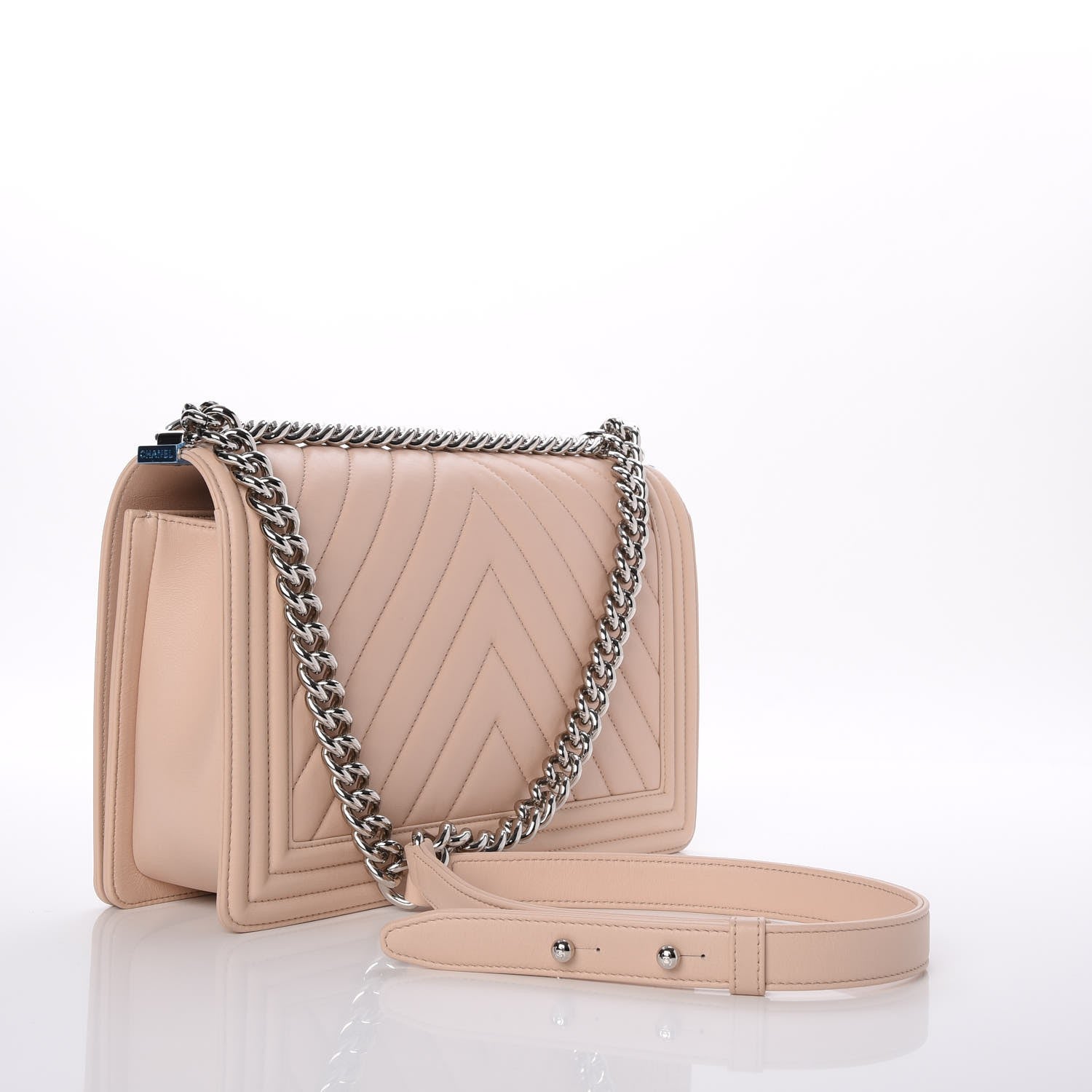 Chanel Calfskin Chevron Quilted New Medium Boy Flap Light Pink 4 of 8