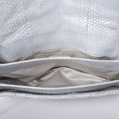 Chanel Metallic Python 3 Accordion Flap Silver 6 of 11