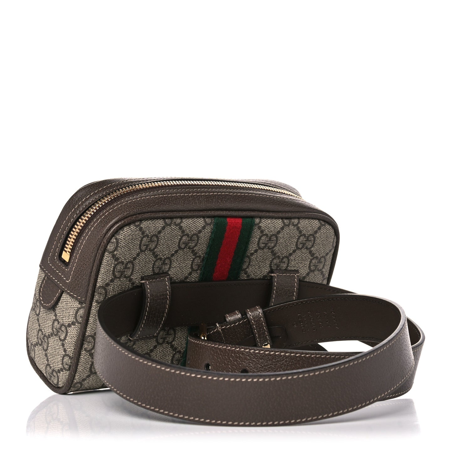 GG Supreme Monogram Web Small Ophidia Belt Bag 85 34 Dark Brown