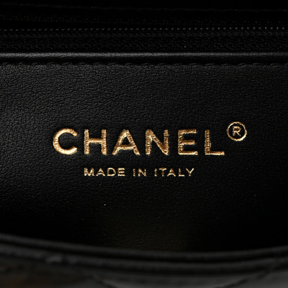 Chanel Shiny Lambskin Quilted Golden Links Top Handle Flap Black 6 of 10