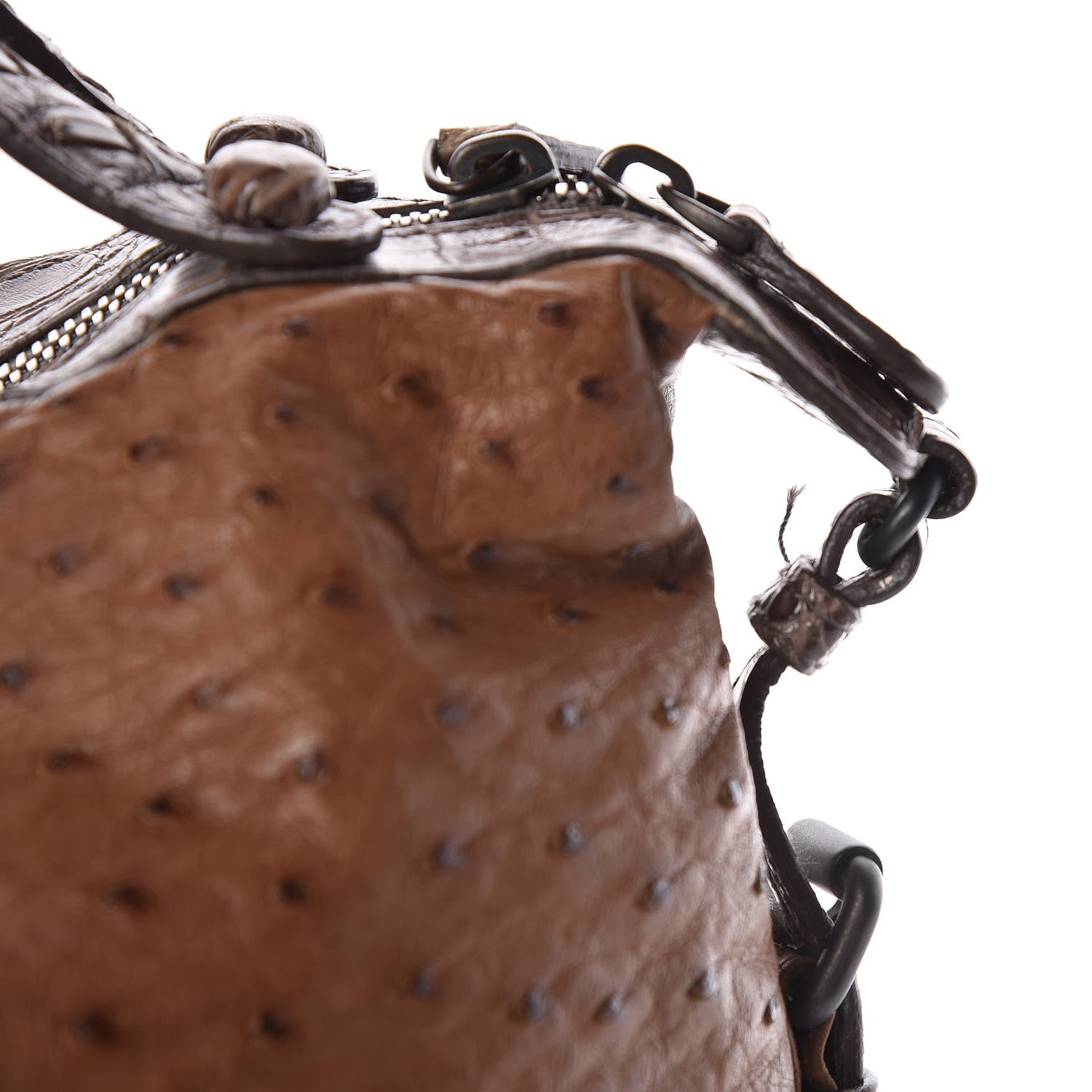 Bottega Veneta Ostrich Crocodile Shoulder Bag Noce 24 of 27
