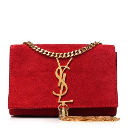 Saint Laurent Suede Small Classic Monogram Kate Tassel Satchel Red 1 of 12