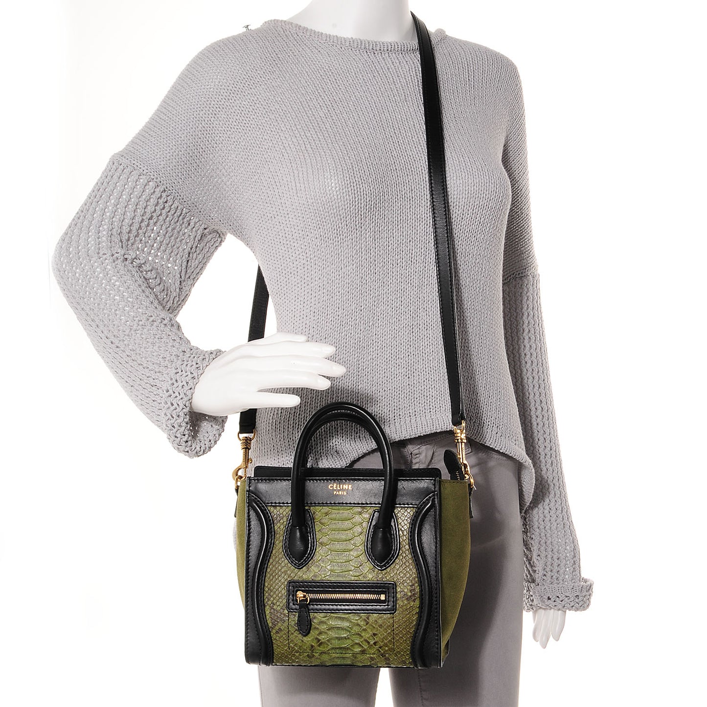 Python Suede Nano Tri-Color Luggage Green