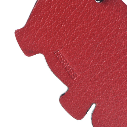 Hermes Chevre Mysore Hippo Bag Charm Rouge H 3 of 3