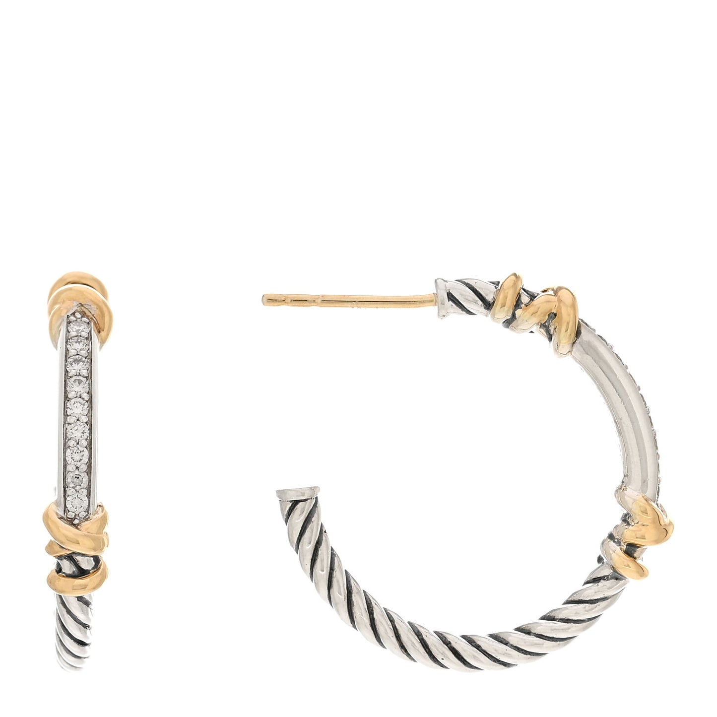 Sterling Silver 18K Yellow Gold Diamond Petite Helena Wrap Hoop Earrings