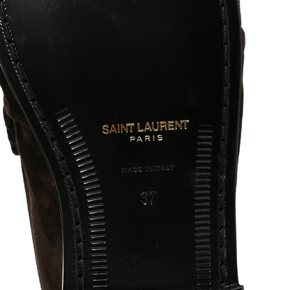 Saint Laurent Suede Le Loafer 15 Penny Slippers 37 Dark Chocolate 8 of 10