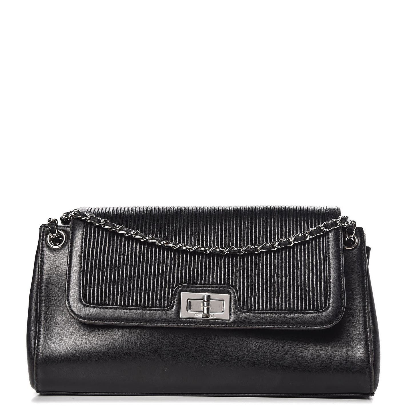 Lambskin Mademoiselle Accordion Flap Black