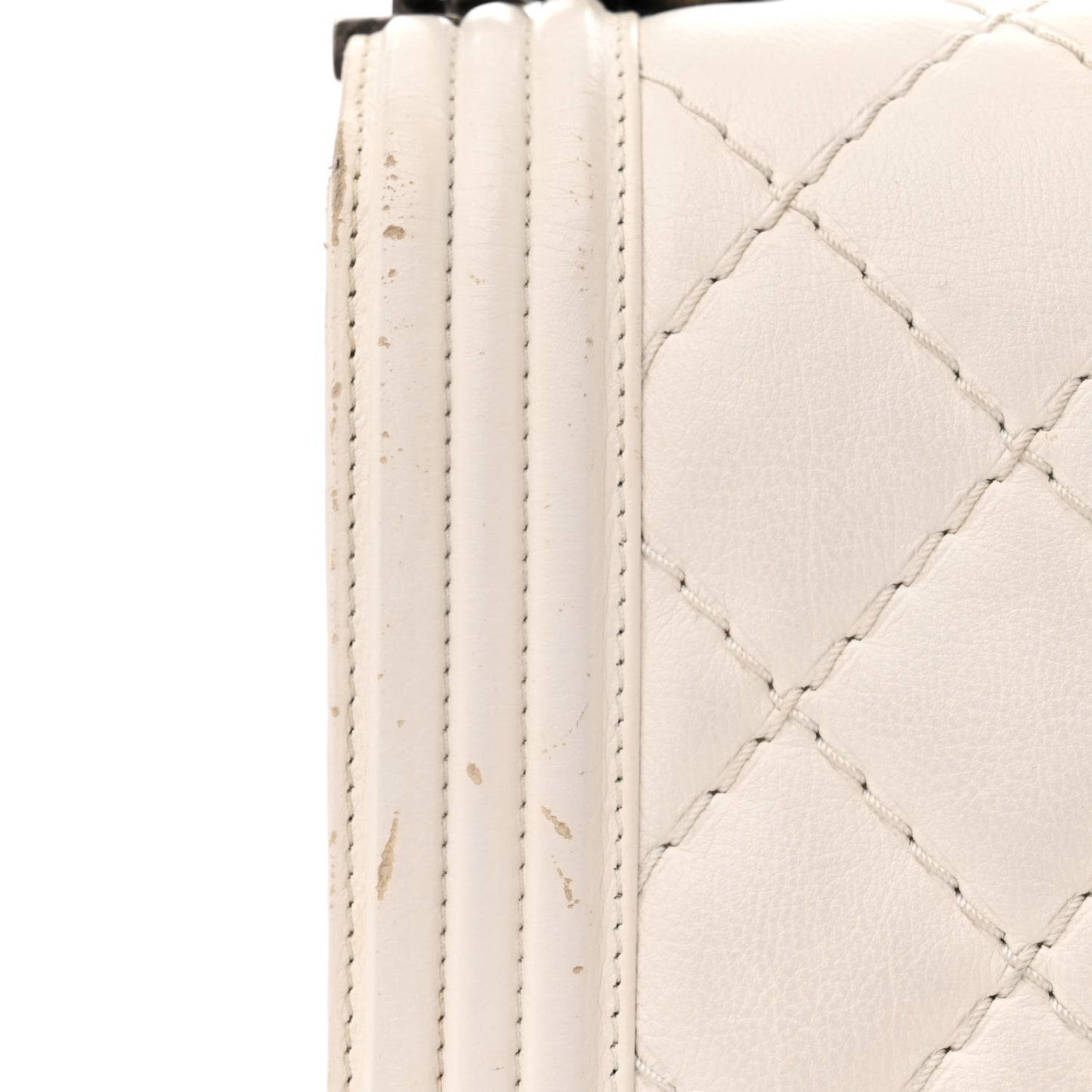 Calfskin Double Stitch New Medium Boy Flap White