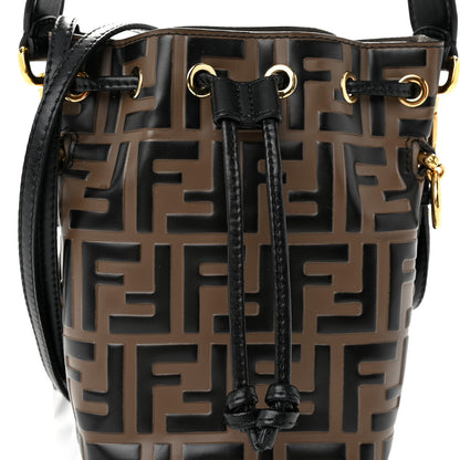 Fendi Vitello Liberty F is Fendi Bi-Color FF 1974 Embossed Mini Mon Tresor Bucket Bag Maya Black 8 of 12