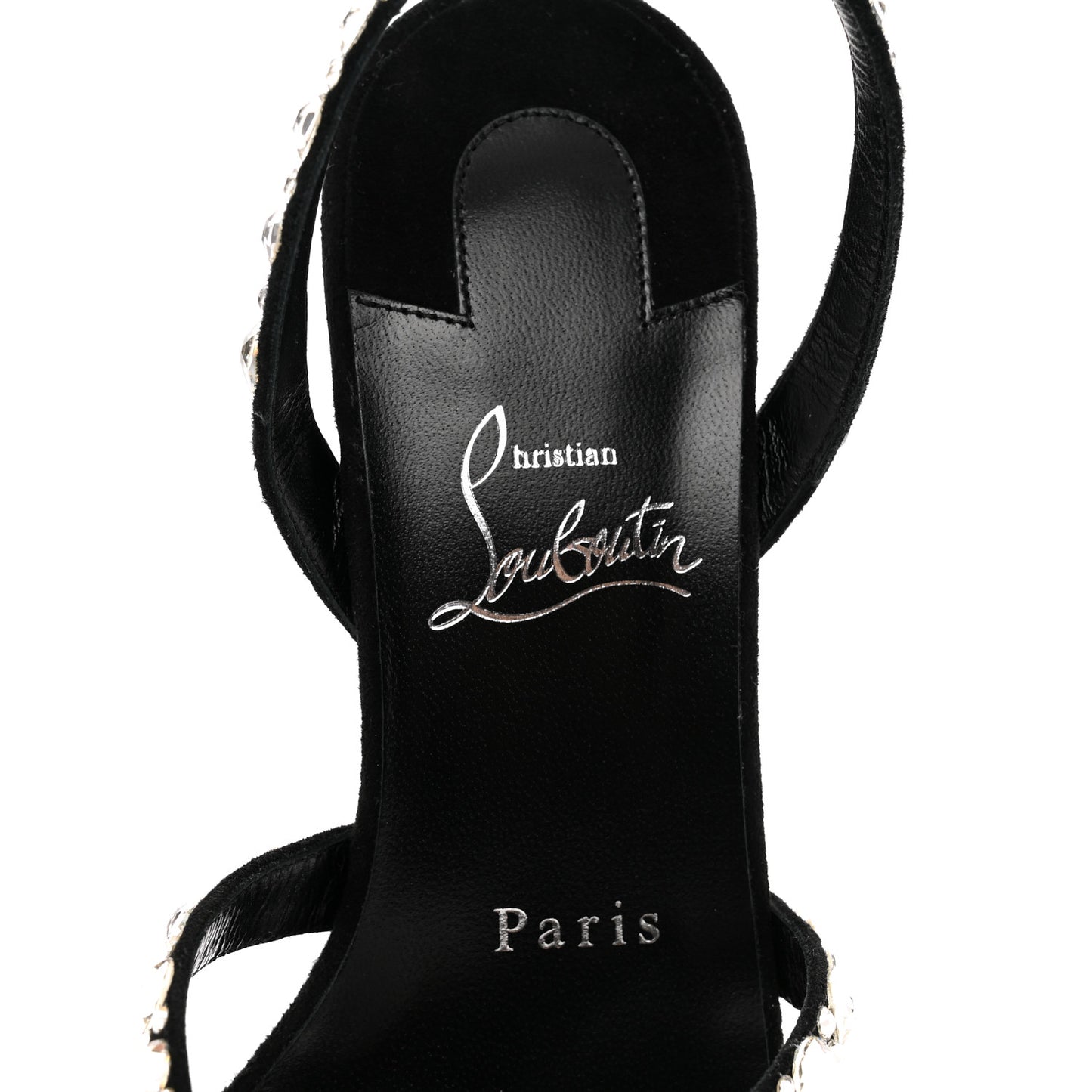Veau Velours Crystal Embellished Emilie 85 Sandals 38.5 Black