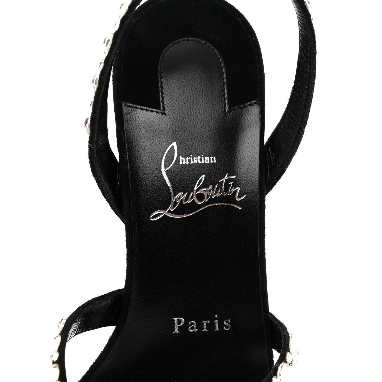 Christian Louboutin Veau Velours Crystal Embellished Emilie 85 Sandals 38.5 Black 7 of 8
