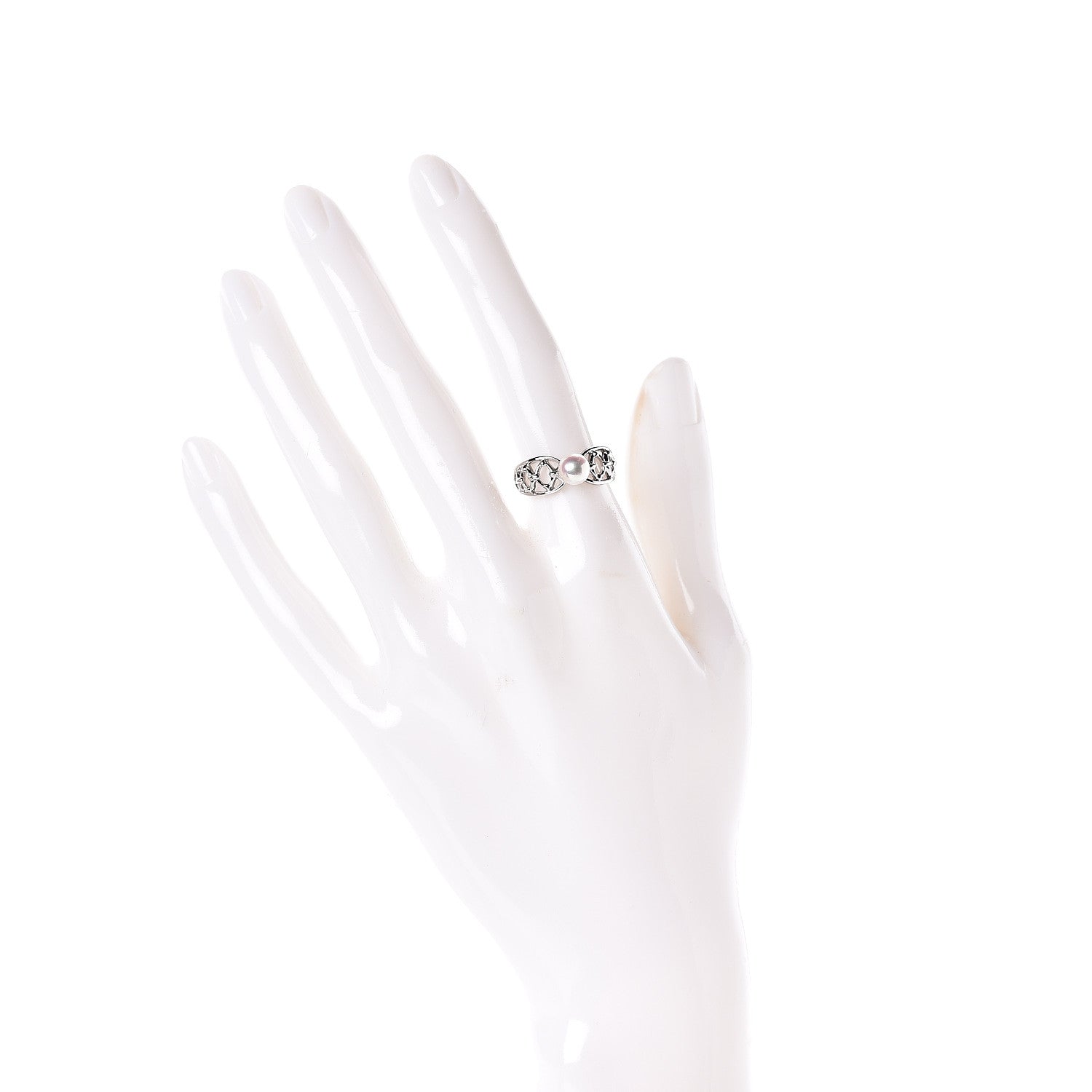 Mikimoto 18K White Gold Akoya Pearl 6mm Band Ring 50 5.25 2 of 5