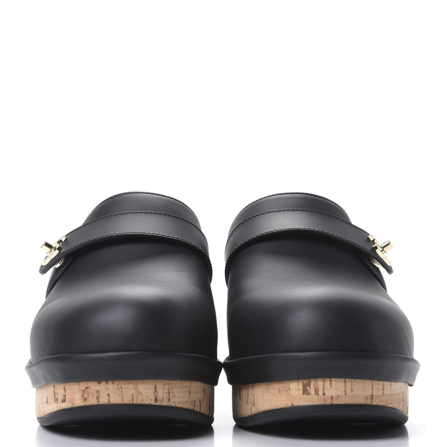 Calfskin CC Turn Lock Clogs 41 Black