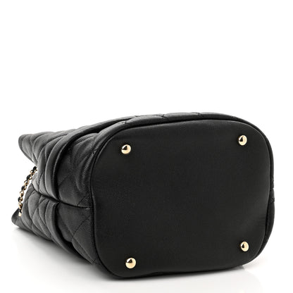 Chanel Caviar Quilted Rolled Up Bucket Drawstring Bag Black 4 of 9