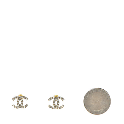 Chanel Pearl Crystal CC Earrings Gold 2 of 5