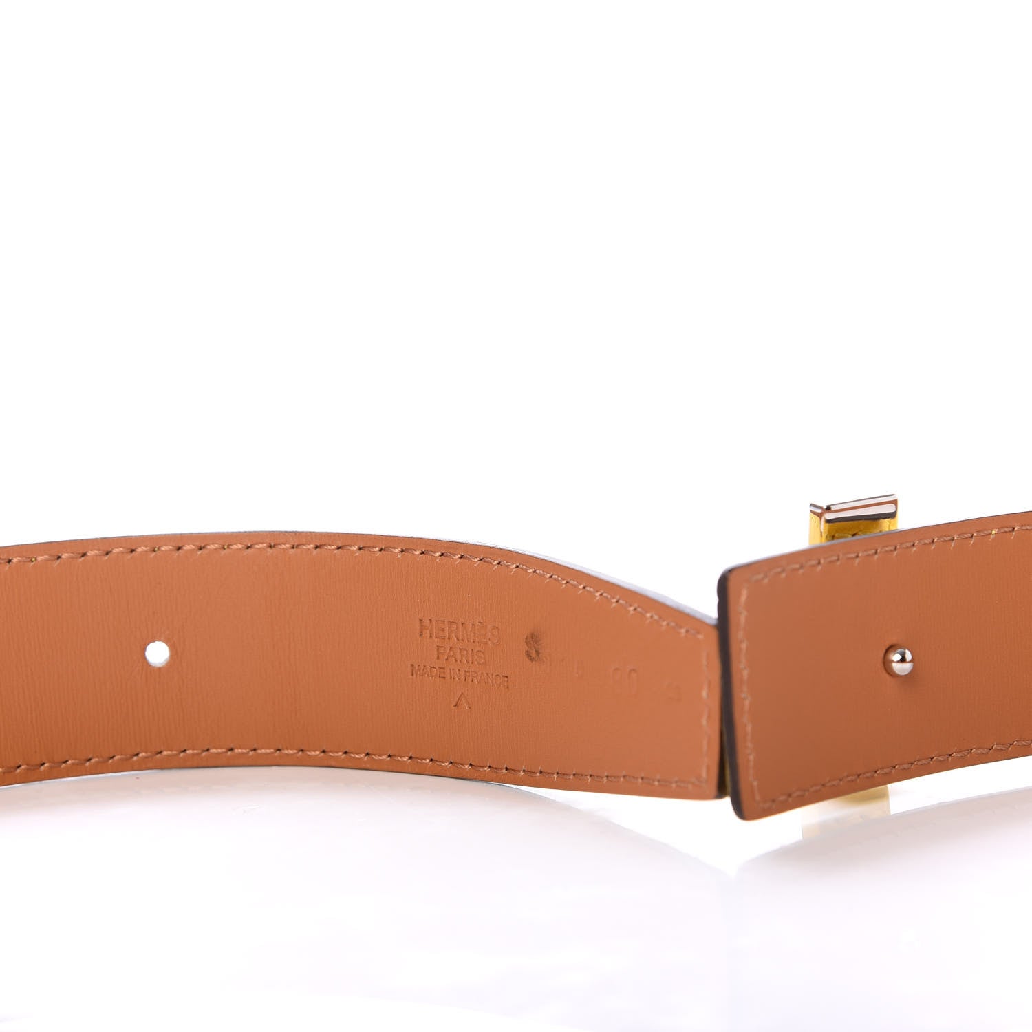 Hermes Shiny Porosus Crocodile 32mm Enamel Quizz H Belt 80 Mimosa 3 of 5