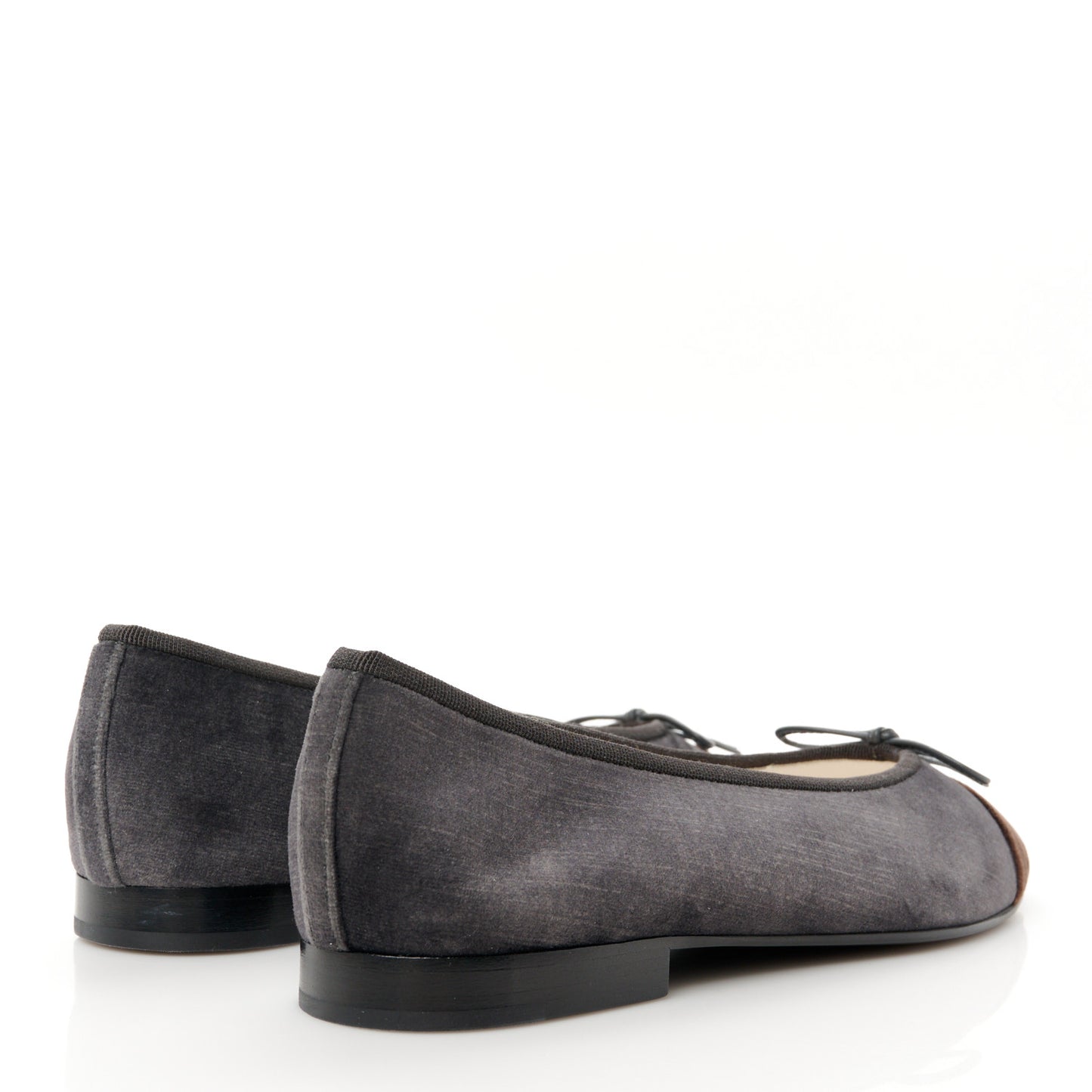Velvet Cap Toe CC Ballerina Flats 38 Dark Gray Brown