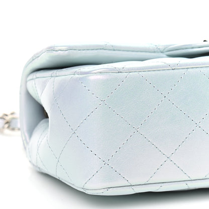 Chanel Iridescent Calfskin Quilted Mini Rectangular Flap Light Blue 8 of 9