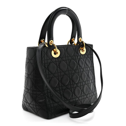 Christian Dior Lambskin Cannage Medium Lady Dior Black 3 of 16