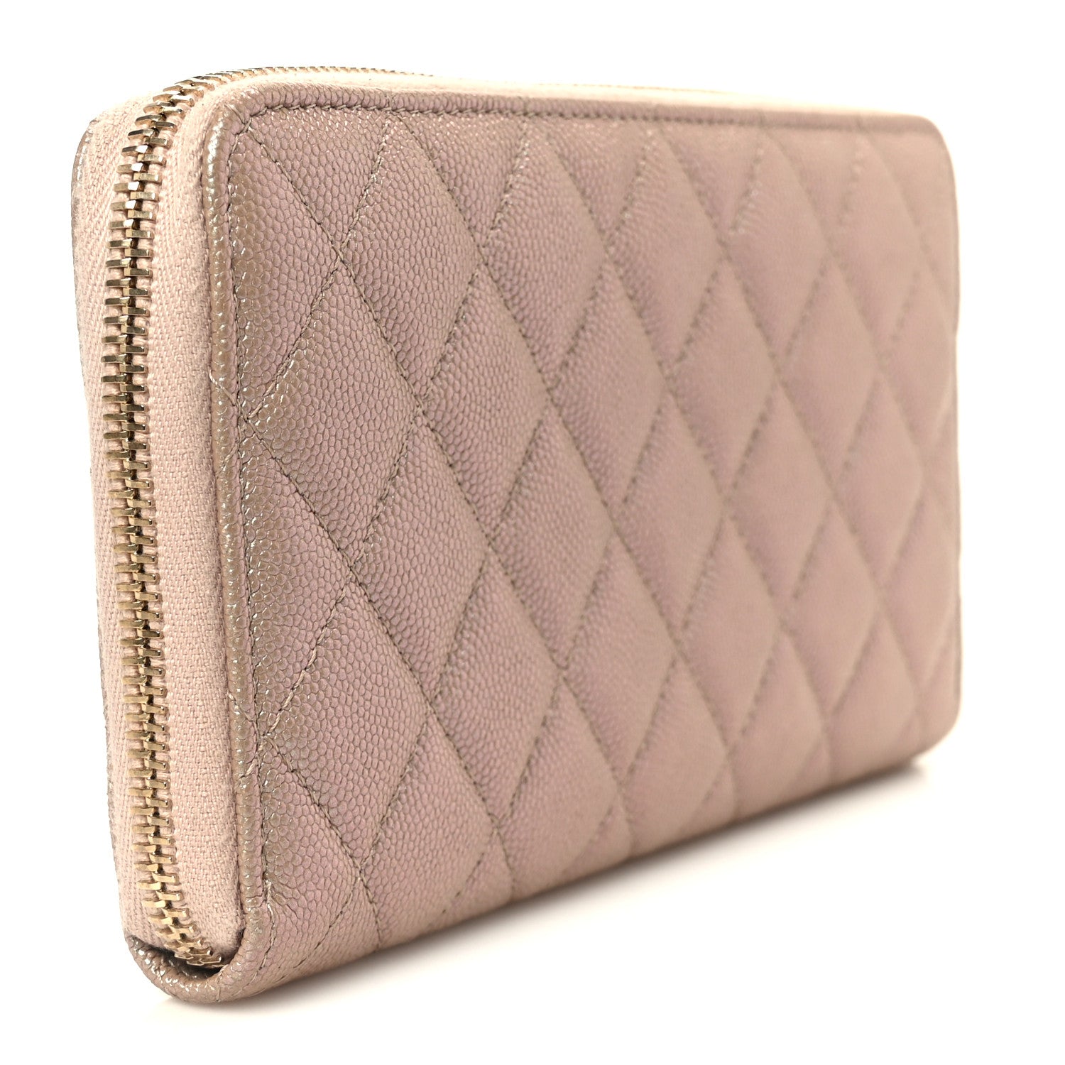 Chanel Iridescent Caviar Quilted Large Gusset Zip Around Wallet Beige 3 of 9