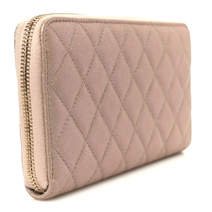 Chanel Iridescent Caviar Quilted Large Gusset Zip Around Wallet Beige 3 of 9