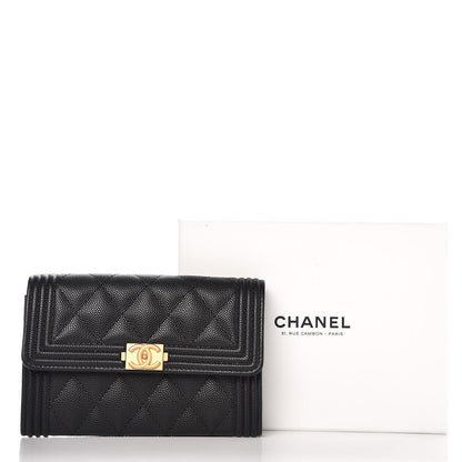 Chanel Caviar Quilted Medium Boy Flap Wallet Black 9 of 9