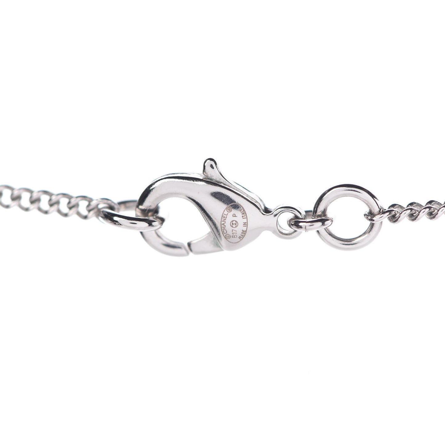 Crystal CC Bow Necklace Silver Black