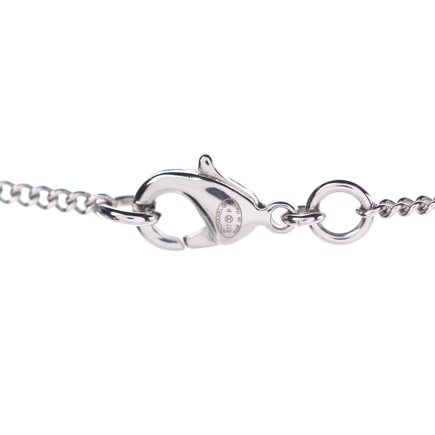 Chanel Crystal CC Bow Necklace Silver Black 4 of 5