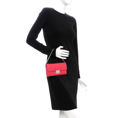 Christian Dior Grained Calfskin Cannage Miss Dior Chain Wallet Fuchsia 2 of 8
