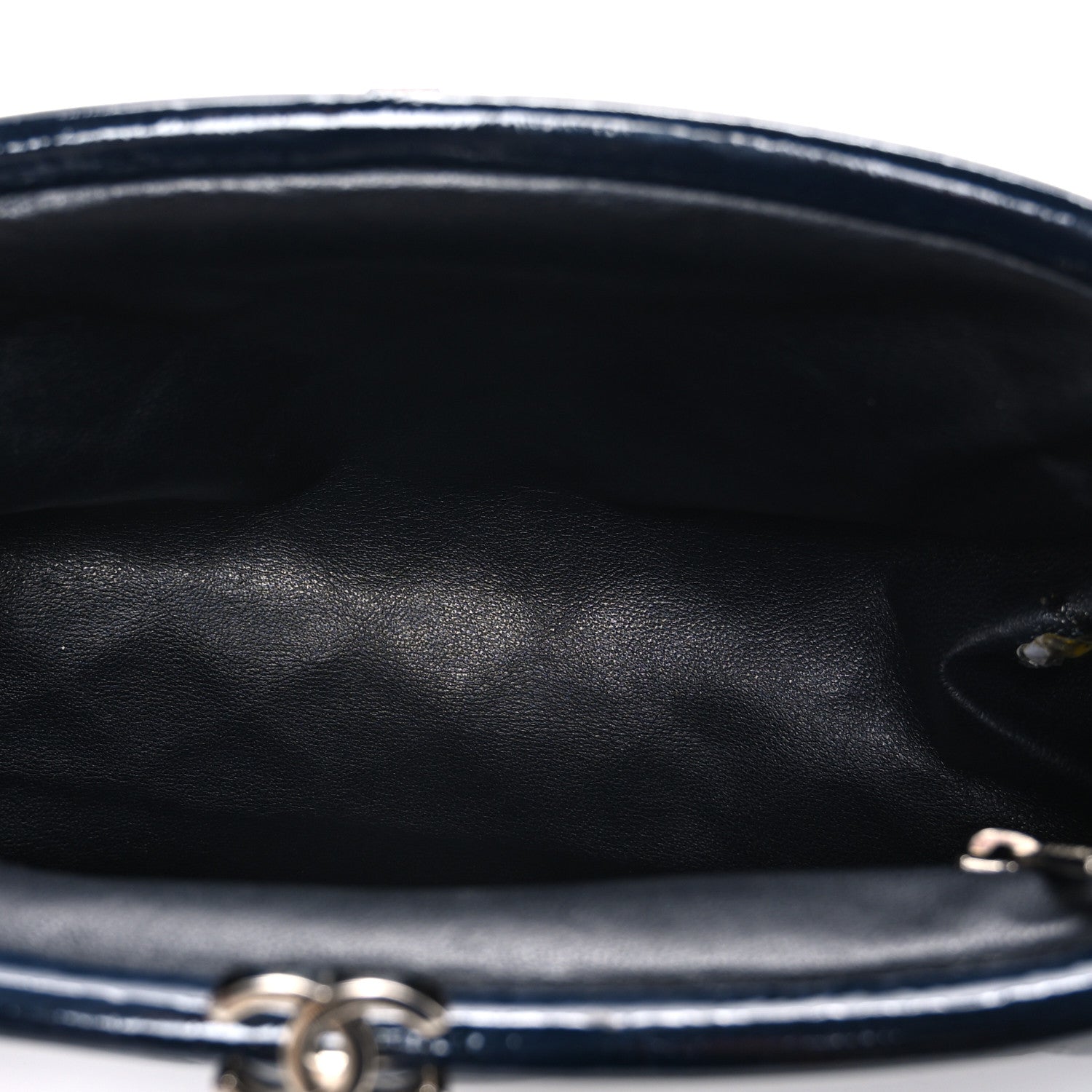 Chanel Distressed Patent Quilted Timeless Clutch Navy Blue 5 of 7