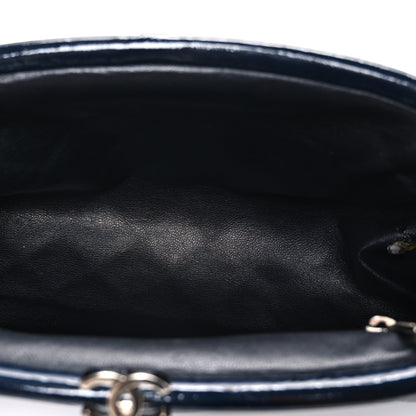 Chanel Distressed Patent Quilted Timeless Clutch Navy Blue 5 of 7