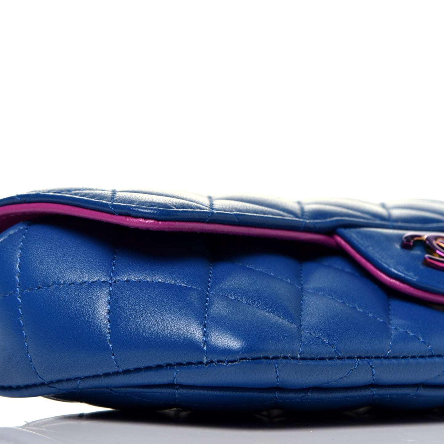 Lambskin Quilted Glasses Case With Chain Blue Purple