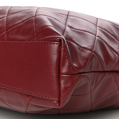 Chanel Calfskin Quilted Crystal Pearls Fold Over Shopping Tote Burgundy 11 of 14