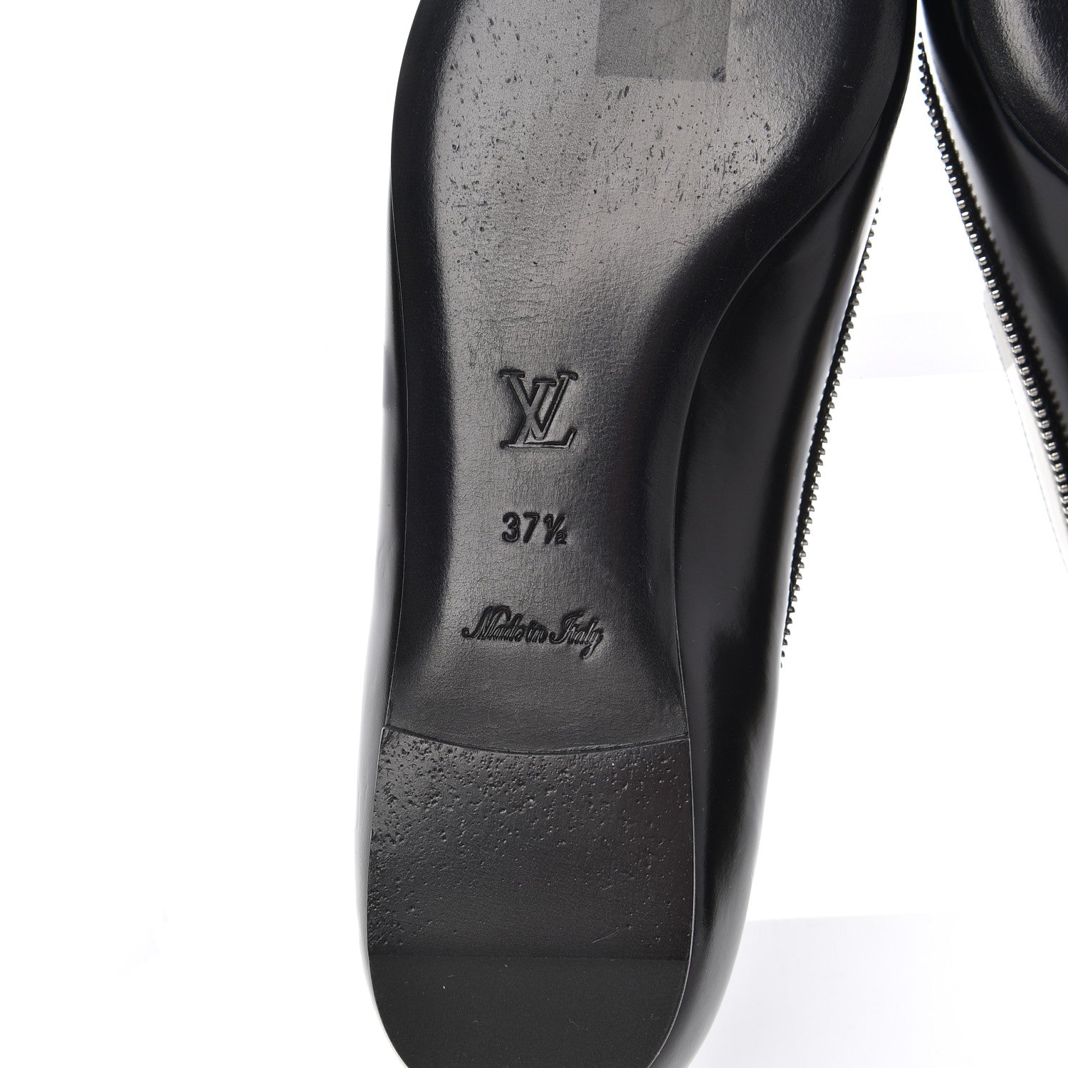 Louis Vuitton Patent Calfskin Zipper Ballerina Flats 37.5 Black White 7 of 17