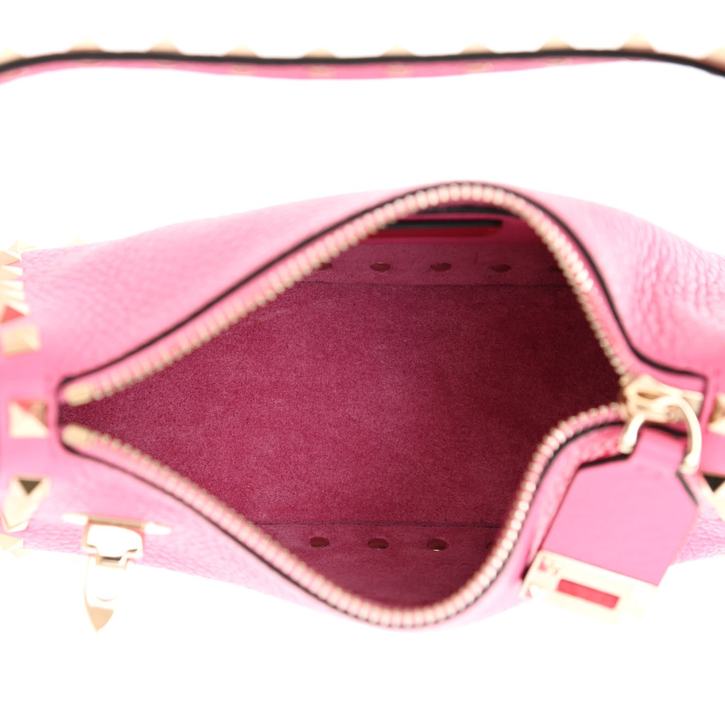 Pebbled Calfskin Small Rockstud Flip Lock Shoulder Bag Dawn Pink