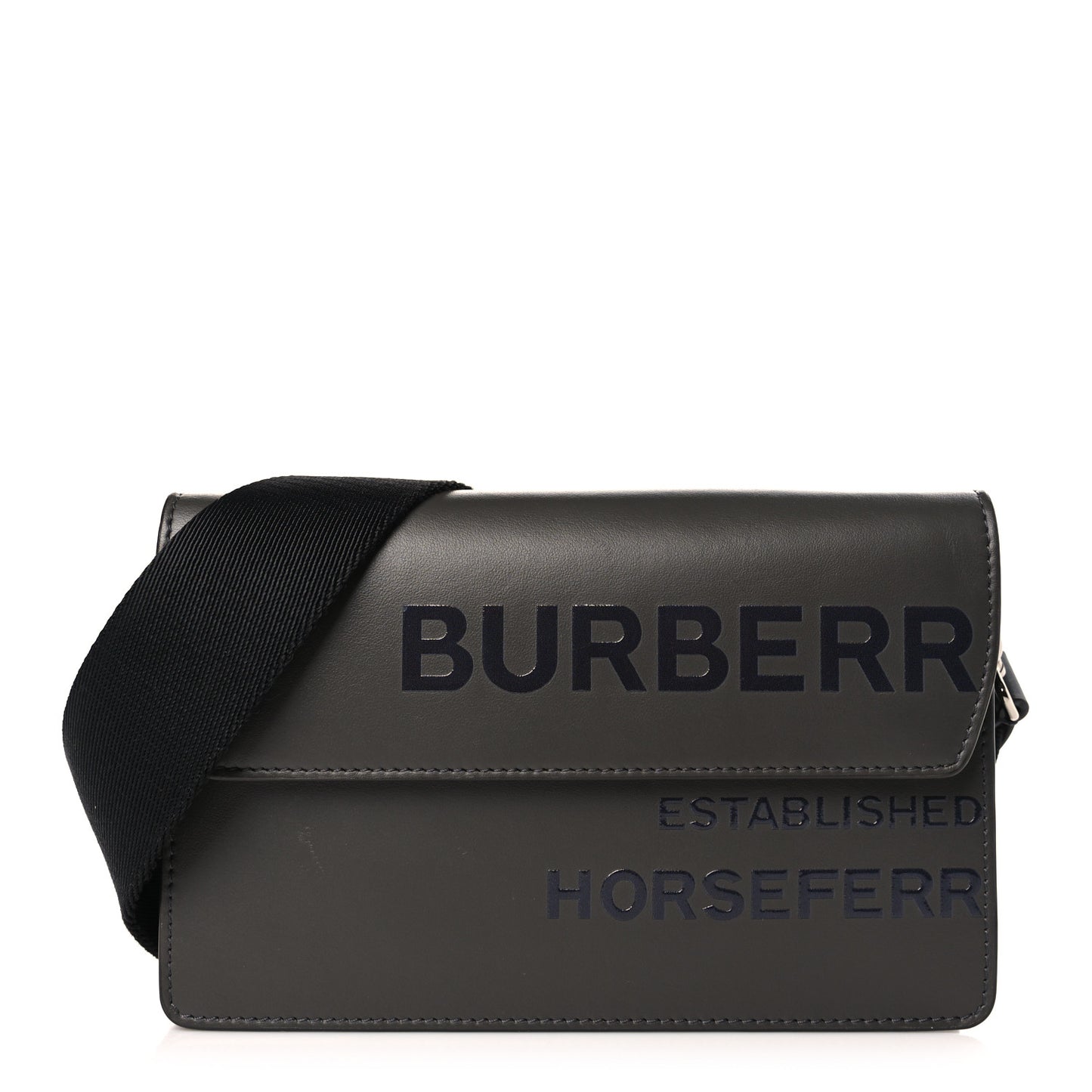 Calfskin Horseferry Print Messenger Bag Black
