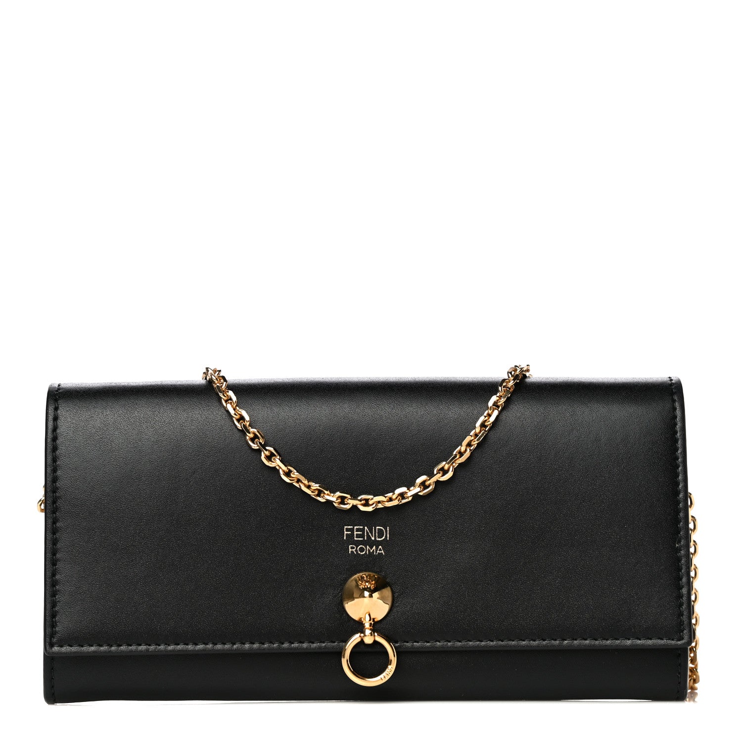 Fendi Vitello Liberty Century Lucido By The Way Continental Wallet On Chain Black 1 of 9