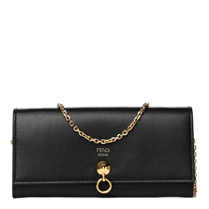 Fendi Vitello Liberty Century Lucido By The Way Continental Wallet On Chain Black 1 of 9