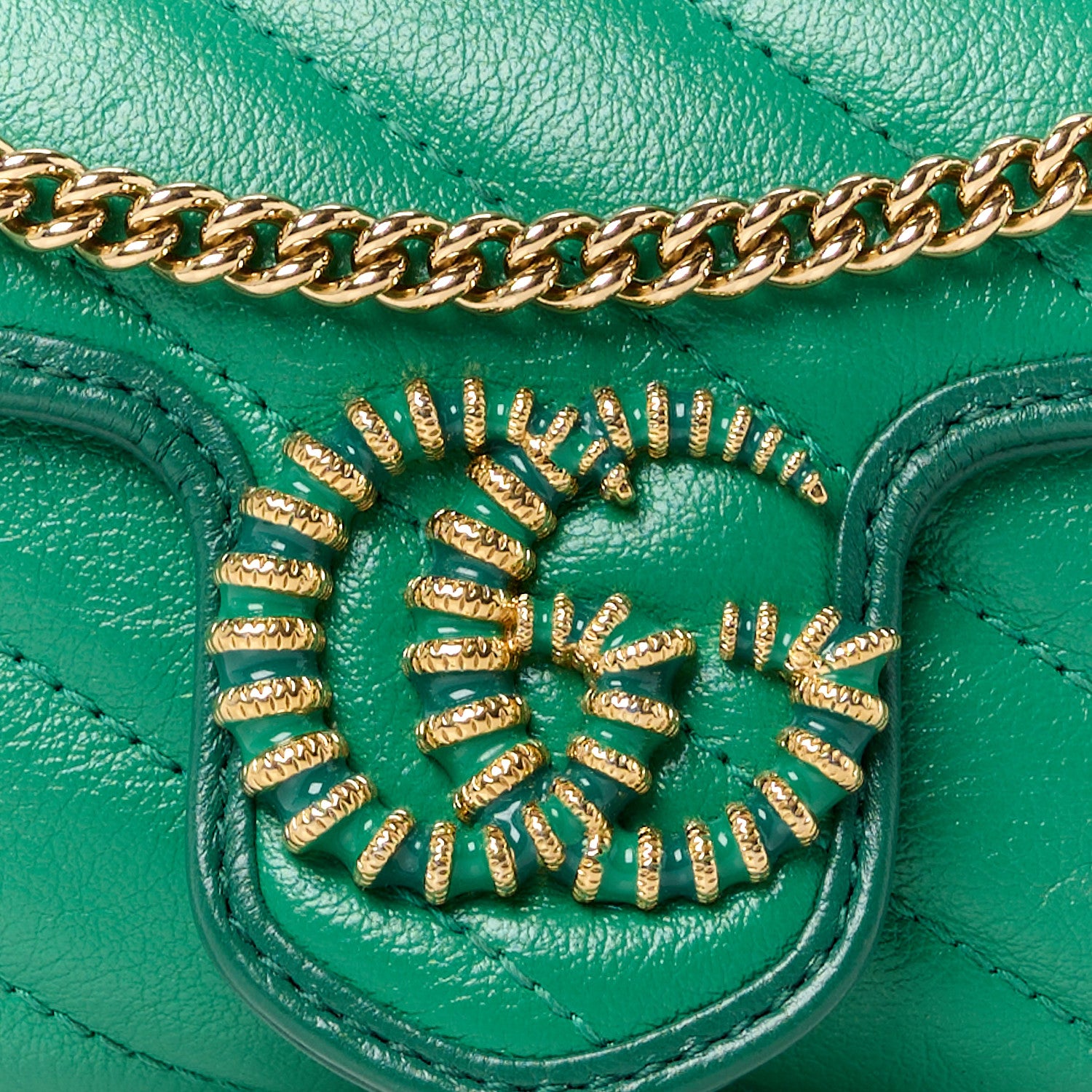 Gucci Azalea Calfskin Enamel Matelasse Diagonal Super Mini Torchon GG Marmont Shoulder Bag New Shamarock Emerald 8 of 11