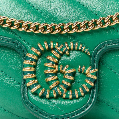 Gucci Azalea Calfskin Enamel Matelasse Diagonal Super Mini Torchon GG Marmont Shoulder Bag New Shamarock Emerald 8 of 11