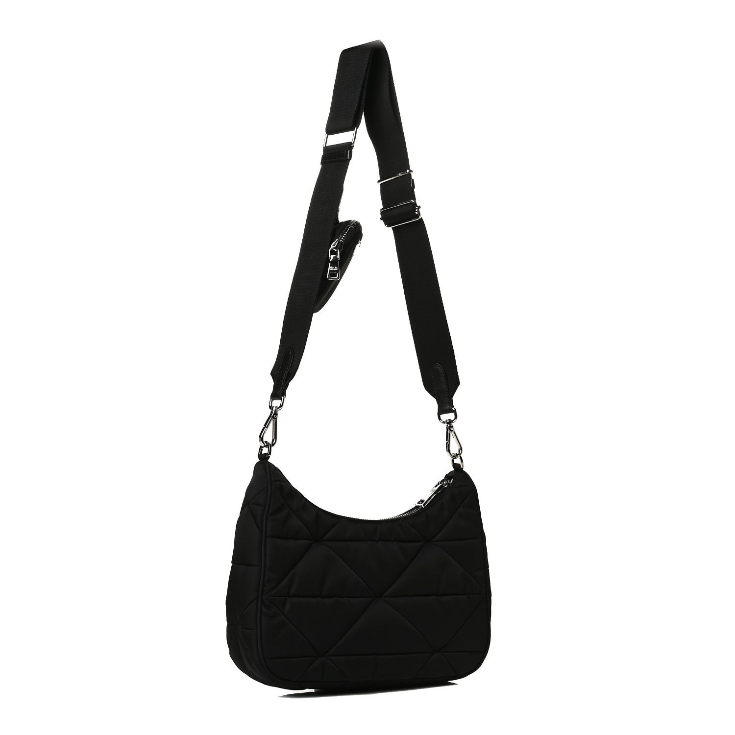 Prada Re-Nylon Triangle Padded Patchwork Shoulder Bag Black 4 of 12