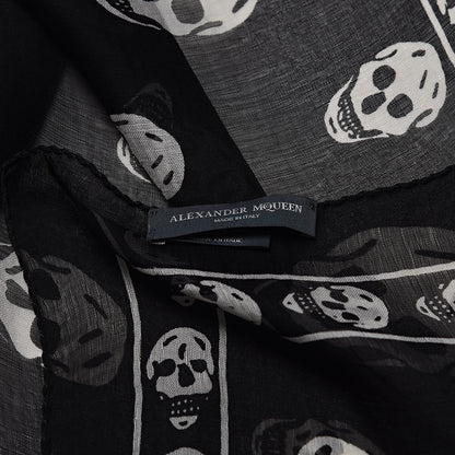 Alexander McQueen Silk Chiffon Skull Scarf Black Ivory 4 of 5