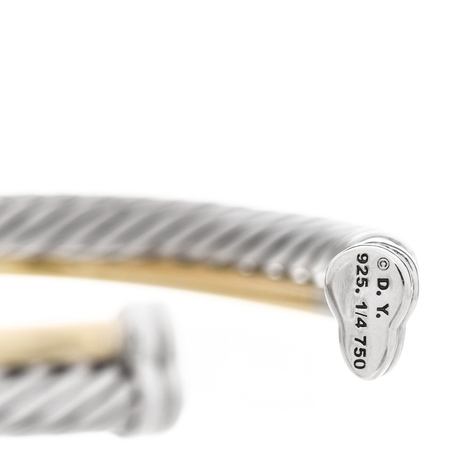 David Yurman Sterling Silver 18K Yellow Gold 5mm Crossover Cuff Bracelet 3 of 5