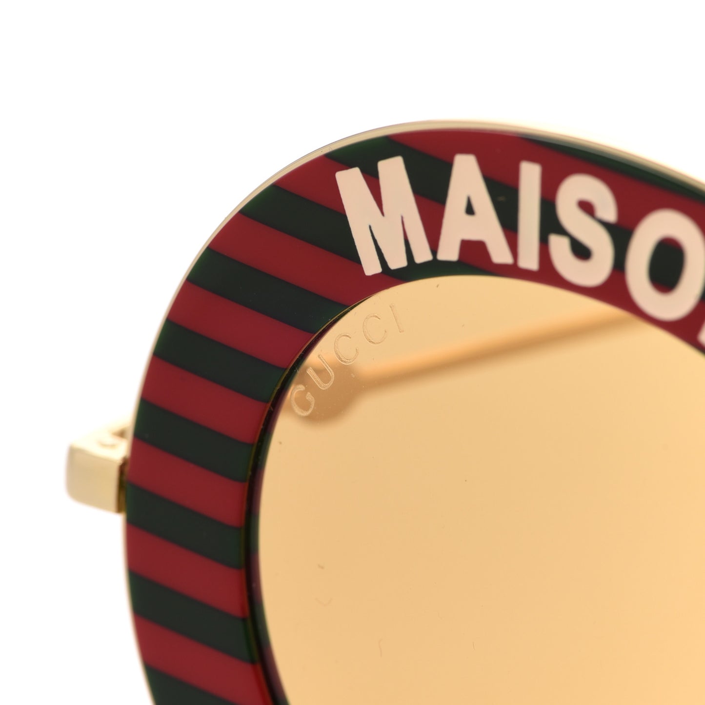 Metal Acetate Striped Maison Del'Amour Round Frame Sunglasses GG0113S Red Green