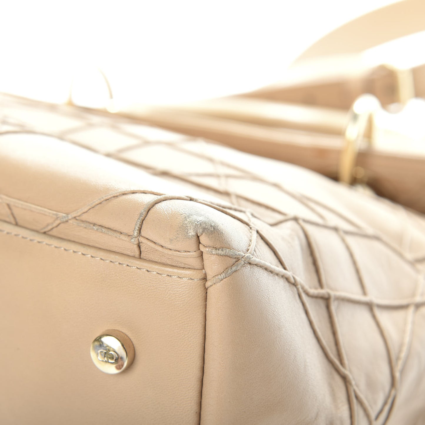 Lambskin Cannage Medium Granville Tote Beige